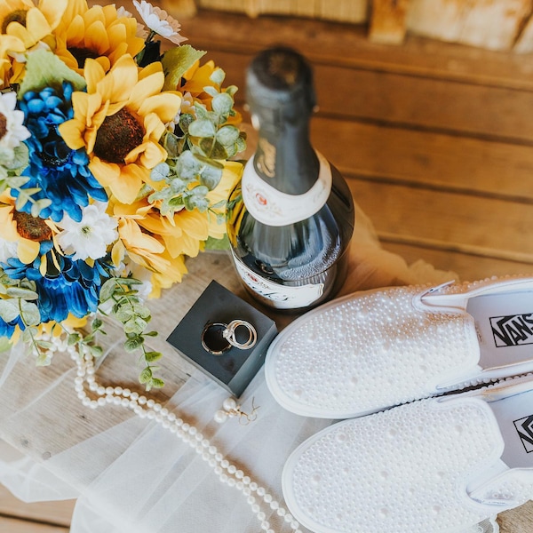 Wedding pearl embellished Vans slip-ons - partial shoe