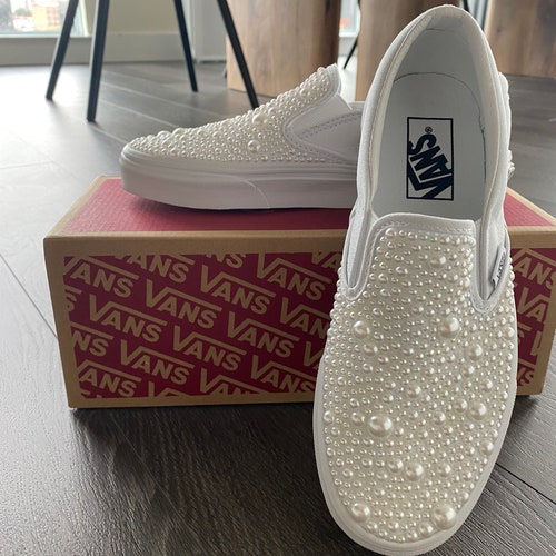 Wedding Pearl Embellished Vans Slipons Partial Shoe Etsy