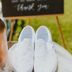 Wedding pearl embellished Vans slip-ons - FULL SHOE