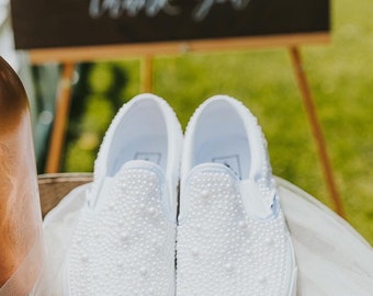 Wedding pearl embellished Vans slip-ons - FULL SHOE