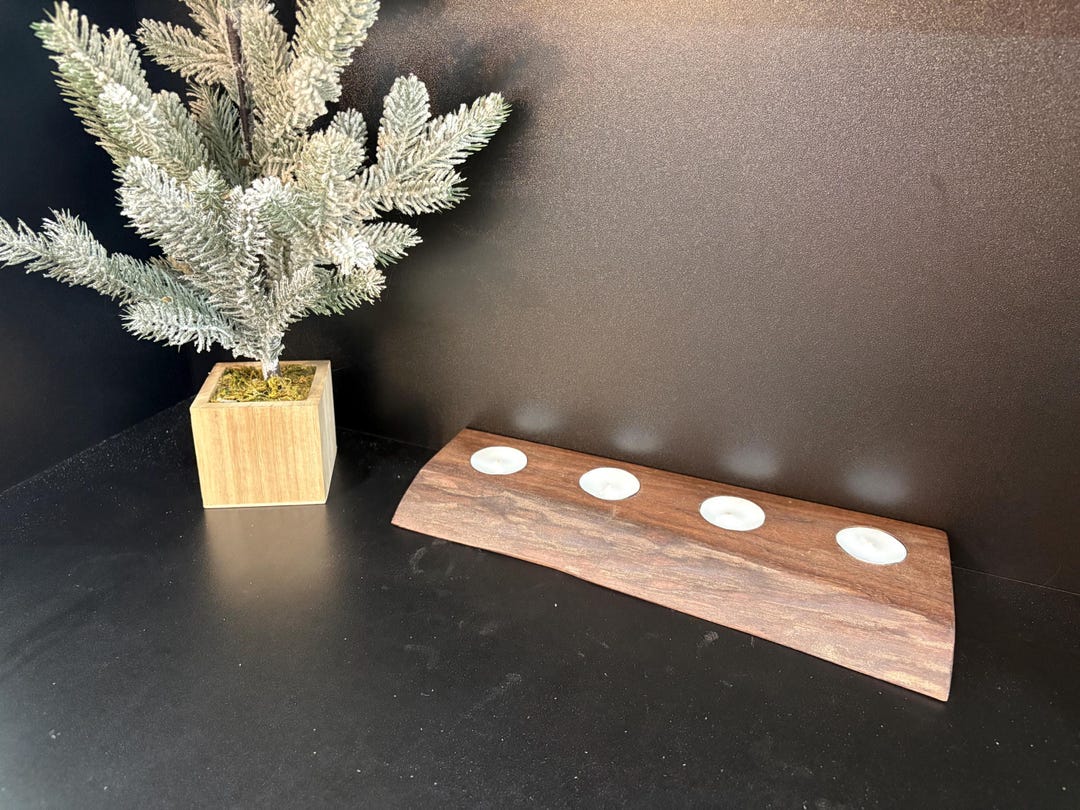 Live Edge Wooden Tea Light Candle Holder Centerpiece Candle Decor