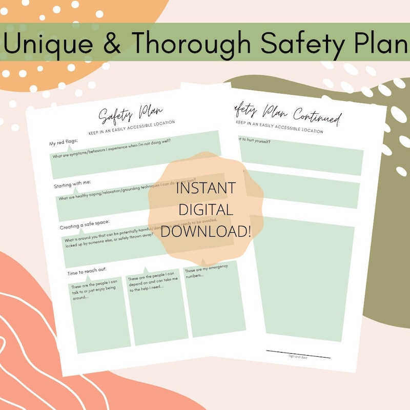 Safety Plan Template Etsy