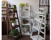 4-Tier Wooden Ladder Shelf - Foldable Bookcase Storage Rack - Bookshelf Plant Stand Display Shelf