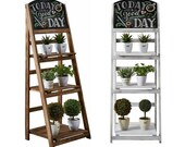 4-Tier Wooden Ladder Shelf - Foldable Bookcase Storage Rack - Bookshelf Plant Stand Display Shelf