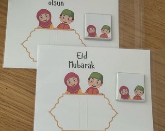 Geldkarte für Eid/Bayram | Karten für Opferfest Eid al adha | Kurbanbayrami Kartlari mit Schokolade