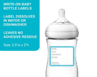 Write on Baby Bottle Label Pack, Sippy Cup Name Label, Personalized Daycare  Bottle Decals, Baby Bottle Name Stickers, Water Soluble Decals