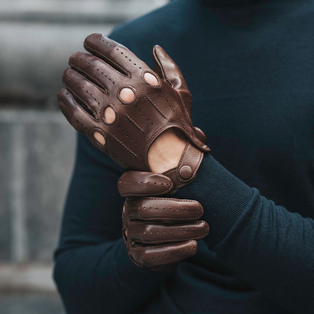 mens winter leather driving gloves