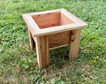 Handmade Rustic Cedar Planter Box: Small Outdoor Garden Decor