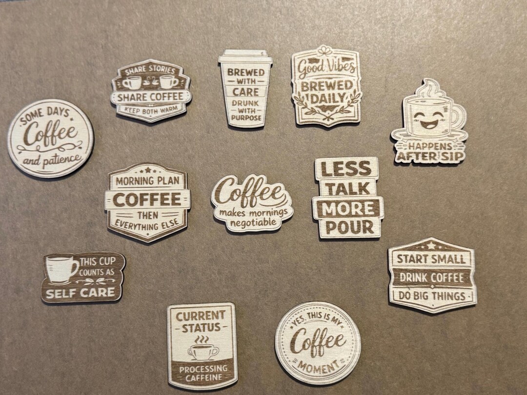 Coffee Magnets Set | Laser Engraved Wood Coffee Magnets | Funny Coffee ...
