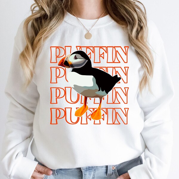 Sudadera con cuello redondo y frailecillo islandés: Regalo ideal para amantes de la naturaleza y la observación de aves.