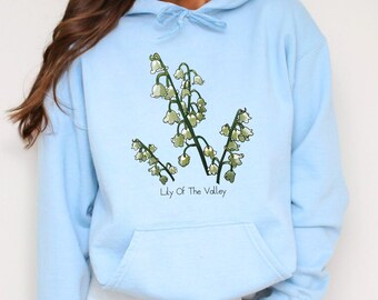 Sudadera con capucha Lirio del Valle: Regalo para amantes de la naturaleza y la botánica de flores silvestres