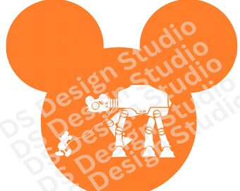 Mickey Walking At-At, Mickey Head, Family Trip, SVG File, Digital Download