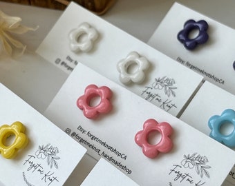 BRIGHT SPRING FLOWERS Single Stud Clay Earrings, Polymer Clay Handmade Earrings, Gift for her, Statement Earrings