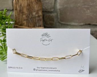 Gold Paperclip Anklet, Handmade Adjustable Anklets