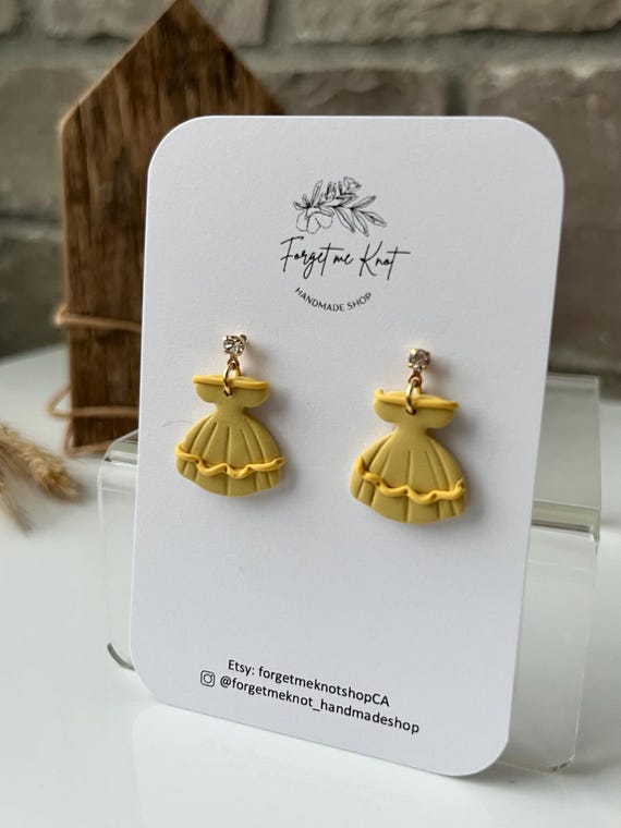 Princess Ball Gown Clay Earrings: Handmade Polymer Clay Jewelry