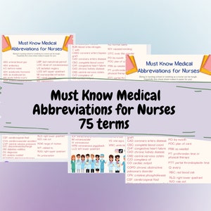 Must Know Medical Abbreviations for Nurses and Nursing Students 75 terms (nursing guides, cheat sheats)