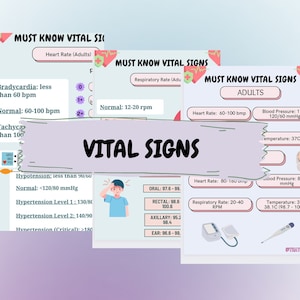 Vital Signs 3 Pages Nursing Notes *Nursing Study Sheets*