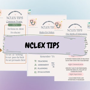 NCLEX Cheat Sheet 3 Pages PDF  *Nursing Study Sheets*