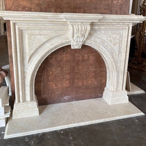 Hand Carved Natural Onyx Fireplace Mantel