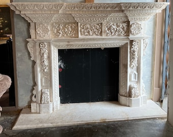 Hand Carved Natural Limestone Fireplace Mantel