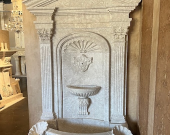 Hand Carved Limestone Wall Fountain