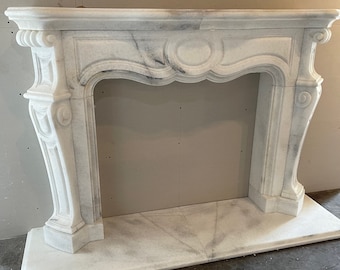 Hand Carved Honed Natural Marble Fireplace Mantel