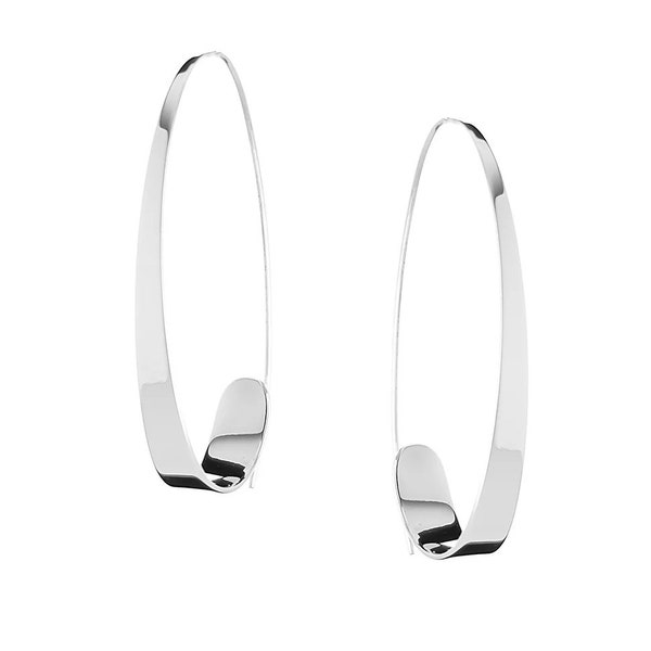 2" Flat Hoop Earrings made of 925 Sterling Silver - Unique Lightweight Hoops - Big Minimalist Hoops - Nickel-free Silver