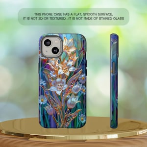 Lily of the Valley Faux Stained Glass Phone Case, Floral Cover, Spring Botanical, May Birthday Gift, iPhone 16, 15, Samsung Galaxy s25, 24