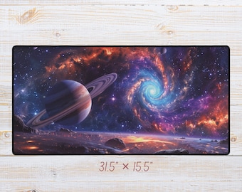 Cosmic desk mat, Galaxy gaming mat, Celestial desk accessory, Space-themed gaming pad, Fantasy desk mat, Nebula mouse pad, Galaxy Mouse Pad