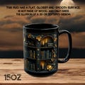 Ceramic dark academia aesthetic, gothic bookshelf coffee mug, cottagepunk, fantasy book lover gift for friend, black books floral tea cup