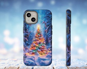 Watercolor Christmas Tree Phone Case: Winter Forest Holiday Cover, Snow covered winter forest gift, for iPhone and Samsung galaxy case