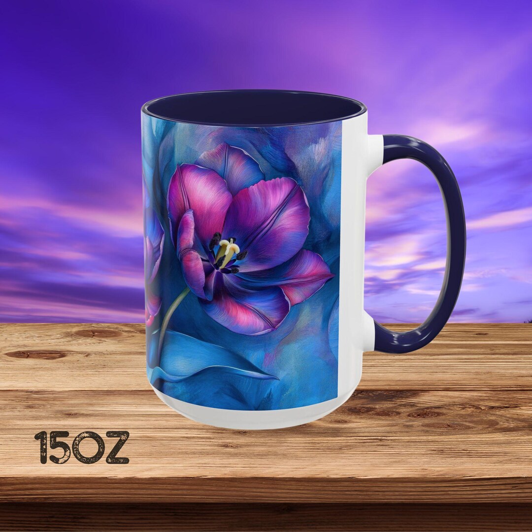 Accent Tulip Coffee Mug, Spring Flower Mug, Tulip Lover Gift, Botanical ...