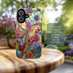 Butterfly iPhone Case, Botanical Stained Glass Style Floral Case, Botanical cover for iphone and Samsung Galaxy