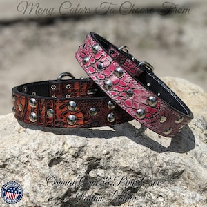 Leder Hundehalsband, Nieten Leder Hundehalsband, Lederhalsband mit Nieten, Handgefertigtes Leder Hundehalsband, Benutzerdefinierte Leder Hundehalsband, 1,5 breit