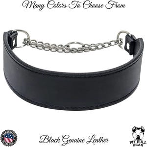 Leather Martingale Dog Collar, Training Collar, Dog Collar with Chain, Custom Martingale Collar for Big Dogs, Large Breed Collar, 2&quot; Wide