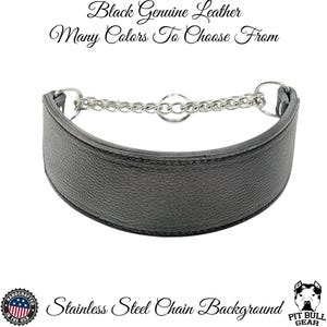 Leather Martingale Dog Collar, Training Collar, Dog Collar with Chain, Custom Martingale Collar for Big Dogs, Large Breed Collar, 2.5&quot; Wide