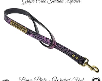 Personalized Leather Dog Leash: Engraved Name Plate, Swivel Snap - 1" Wide