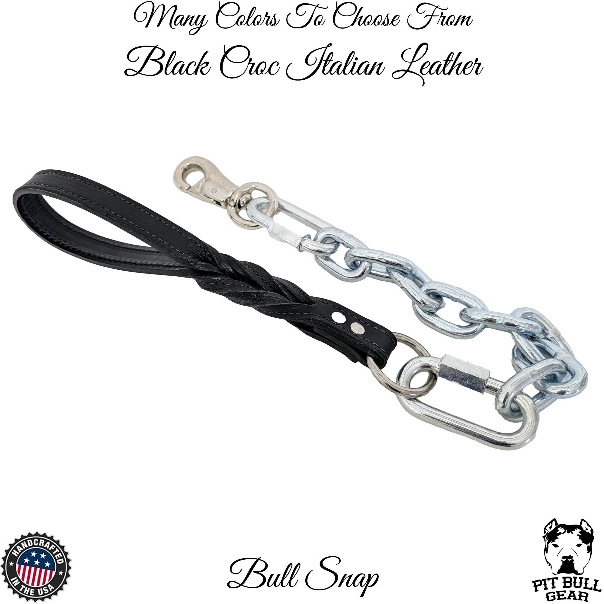 Heavy Duty Genuine Leather Dog Lead With Brass Chain & Handle - Medium Size For All Breeds