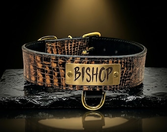 Personalized Leather Dog Collar: Heavy Duty, Custom Name Plate, 2" Wide