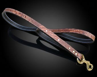 Laisse pour chien en cuir italien, laisse d'éducation à double poignée fabriquée à la main, robuste, 2,5 cm de large