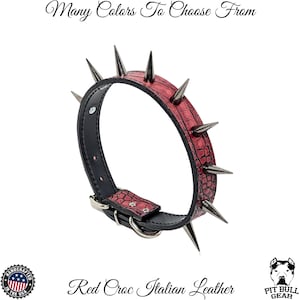 Spiked Leather Dog Collar, Custom Made Leather Collar, Spiked Dog Collar, Protection Collar for Dogs, Dog Collar with Spikes, 1&quot; Wide Collar
