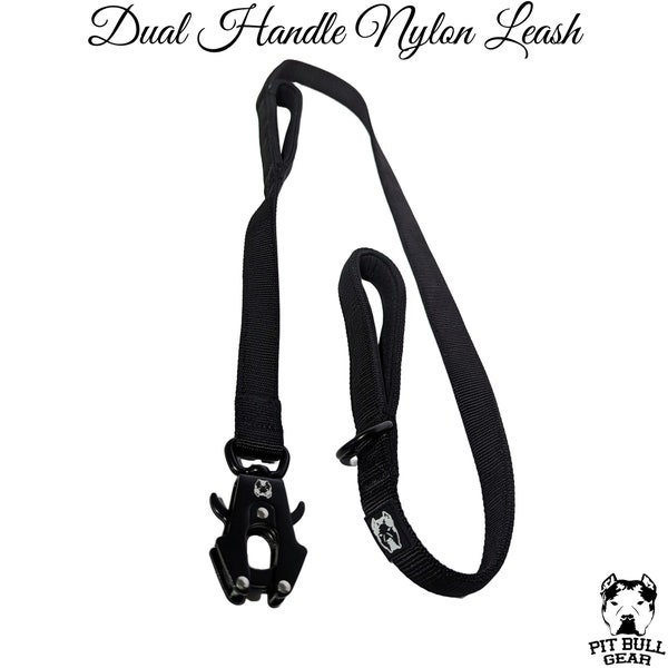 Nylon Dual Handle Dog Leash, Double Handle Dog Leash, Heavy Duty Nylon Leash, Nylon Leash, Dog Lead, Strong Nylon Dog Leash, Frog Clip Clasp
