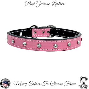 Leather Dog Collar, Dog Collar with Crystal Rivets, Leather Dog Collar with Gems, Bling Collar, Fancy Collar, Puppy Collar, 1" Wide Collar