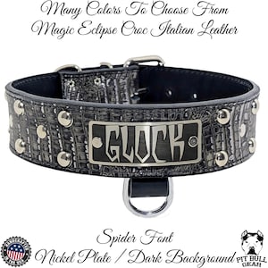 Leather Dog Collar, Personalized Name Plate, Studded Leather Dog Collar, Name Plate Leather Dog Collar, Custom Made Dog Collar, Dog, 2&quot; Wide