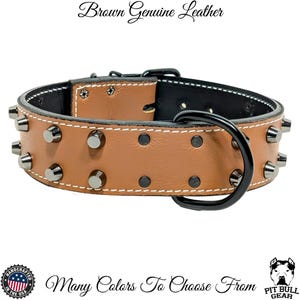 Leather Dog Collar, Studded Leather Dog Collar, Heavy Duty Leather Collar, Studded Dog Collar, Big Dog Collar, Handcrafted, 2&quot; Wide Collar
