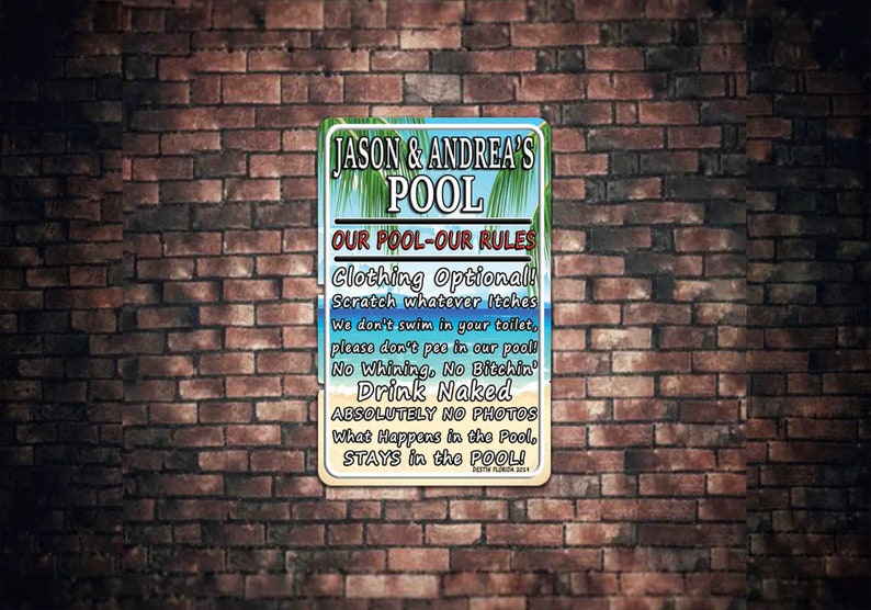 Custom Pool Rules Sign Pool Rules Sign Metal Door Sign Etsy