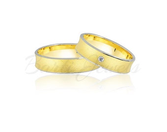 Zirkonia Goldringe 8K - 333, 14K - 585, 18K - 750 Trauringe Gold massiv, Eheringe, Verlobungsringe, Paar Ringe, Partnerringe -  E05