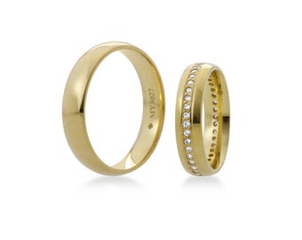 Zirkonia Goldringe 8K - 333, 14K - 585, 18K - 750 Trauringe Gold massiv, Eheringe, Verlobungsringe, Paar Ringe, Partnerringe -  MY-3027