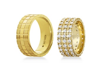 Zirkonia Goldringe 8K - 333, 14K - 585, 18K - 750 Trauringe Gold massiv, Eheringe, Verlobungsringe, Paar Ringe, Partnerringe -  MY-3023