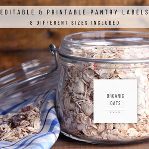 Bewerkbare afdrukbare voorraadlabels, labels voor thuisorganisatie, moderne minimalistische labels, sjabloonbundel